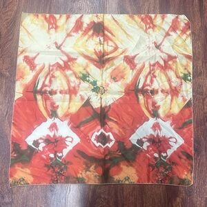 Vibrant Red and Orange Tie-Dye Accent Pillow